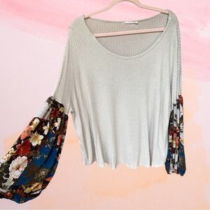 Entro bubble floral print long sleeve top